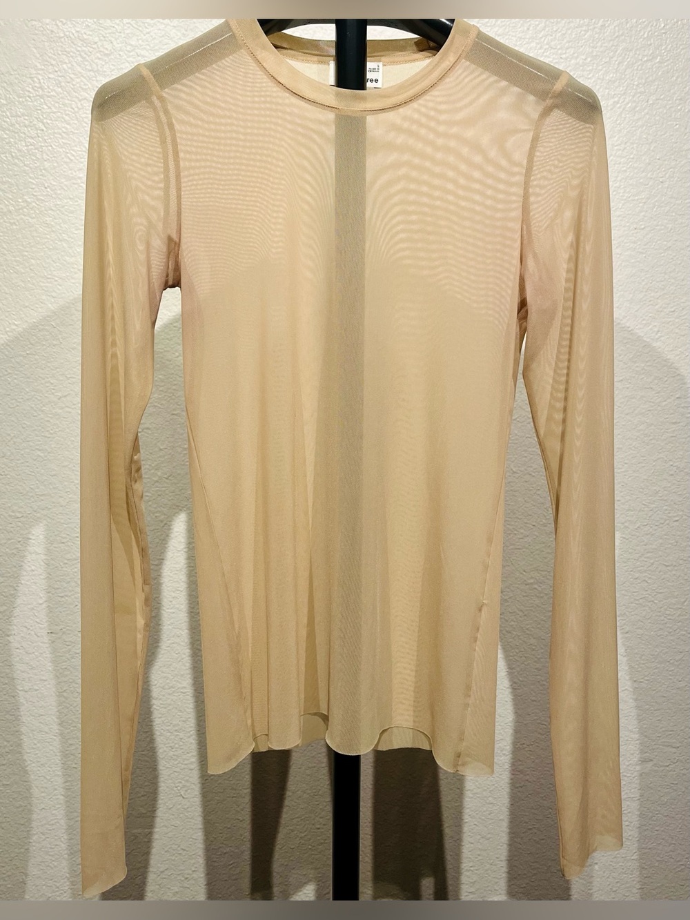Wilfred Free Sheer Long-Sleeve Mesh Top in Beige - Size S (Women’s)